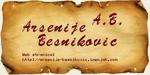 Arsenije Besniković vizit kartica